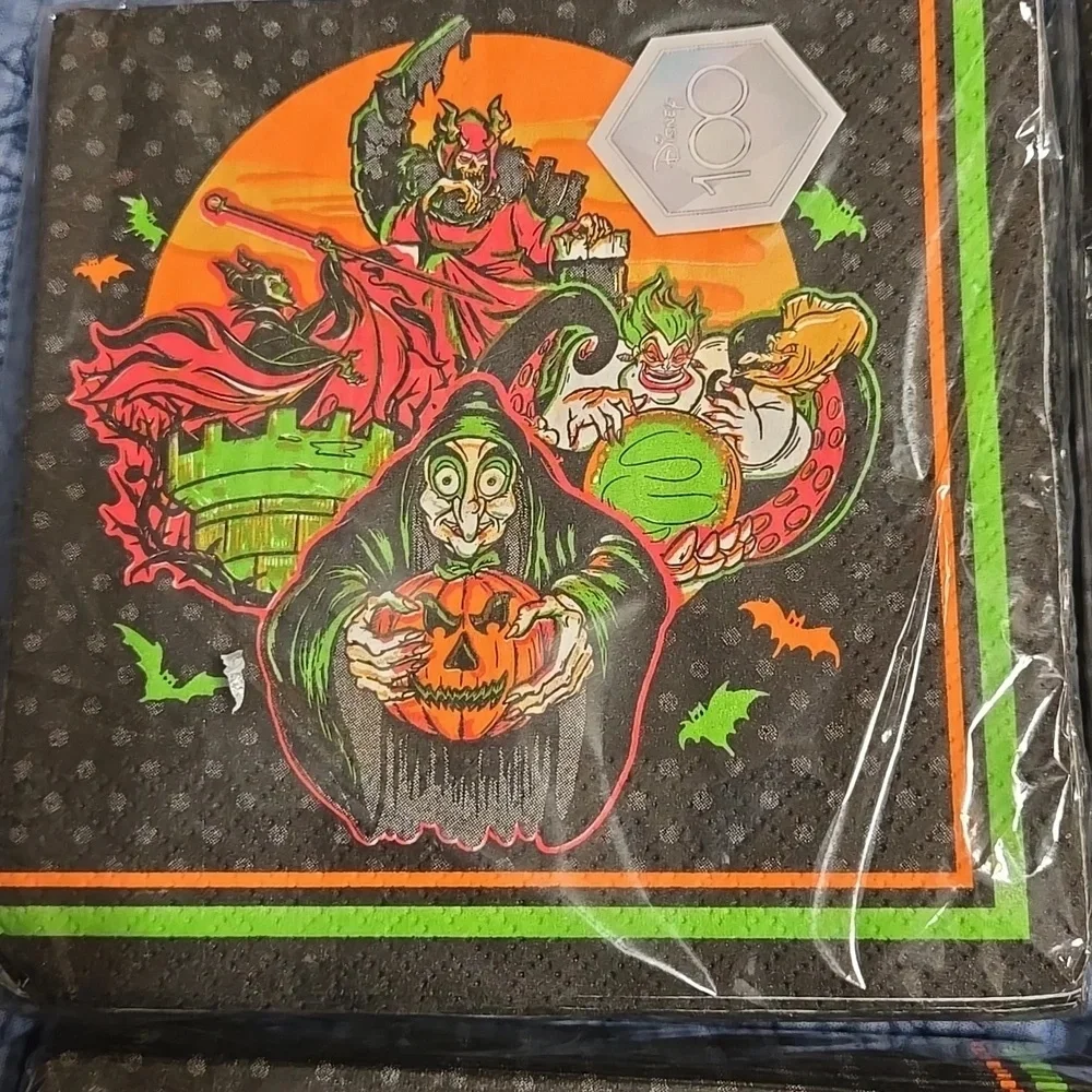 Disney Halloween Beverage Party Napkins - Black and Orange Set of 4 Packs New